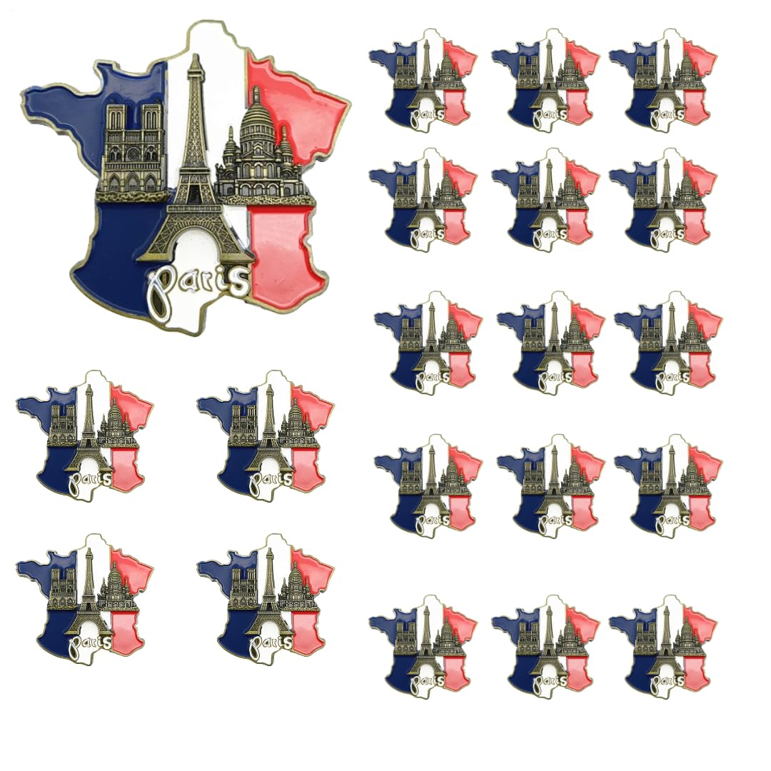 Lot de 20 autocollants magnétiques pour réfrigérateur avec carte de France