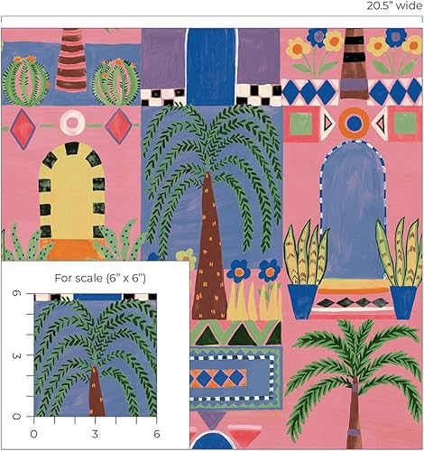 Miniatura 9 de NextWall Papel pintado de fachada tropical (rosa)