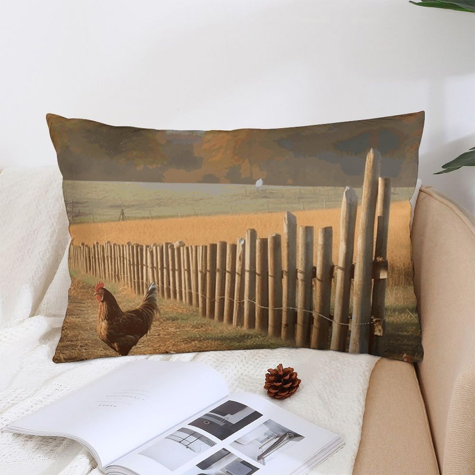NTVOWPZO Decoration Throw Pillow Covers 12 "x20 Pillowcases Covers Chicken Wood Stake Farmland Soft Pillowcases Modern Farmhouse Home Decor Sofa Cushions Covers for Couch Bed Living Room