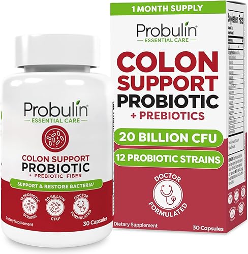 Probulin Suplemento probiótico de apoyo para el colon, cápsulas probióticas para la salud intestinal, digestiva e inmunitaria para hombres y