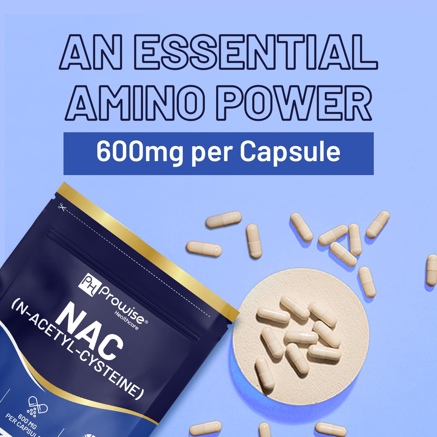 NAC N-Acetyl-Cystein 600 mg | 300 Kapseln | Veganes N-Acetyl-Cystein-Nahrungsergänzungsmittel | 10-Monats-Vorrat | Bessere Bioverfügbarkeit & briefkastenfreundlich | Hergestellt in Großbritannien