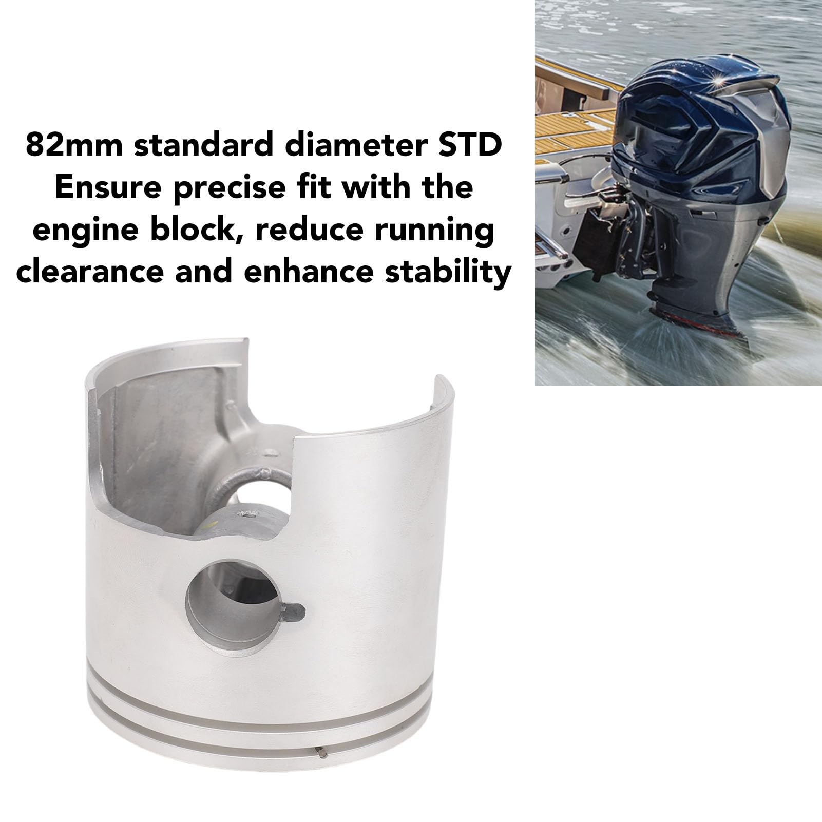 Generic Kit Pistone Motore Fuoribordo Compatibile con Motore Parsun 75/85 90 a 2 Tempi, Kit Pistone STD 82 Mm per Appassionati Prestazioni Affidabili e Manutenzione