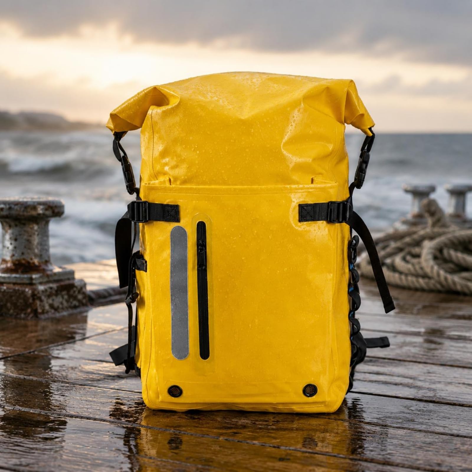 Sac à Dos Palmes Grande Capacité Équipement Nautique Enroulable Bagagerie Sportive pour Sports Aquatiques, Noir, Noir, 30L IPX-7 Étanche, Peut Être Utilisé Comme Sac De Plongée