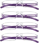 4 Paires de Lunettes de Lecture, Lunettes d'Ordinateur Bloquant la Lumière Bleue pour Femmes et Hommes Anti Fatigue/Éblouissement