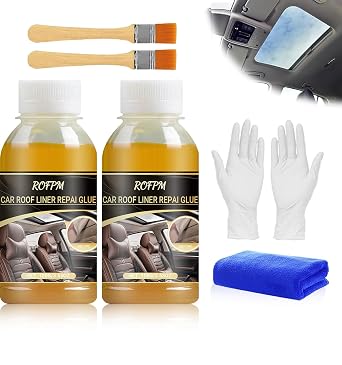 Car Headliner Adhesive, 200ml Automotive Upholstery Glue Kit with Brush, Quick-Repair for Car Roof Interiors, Fabric, Leather 100ml*2