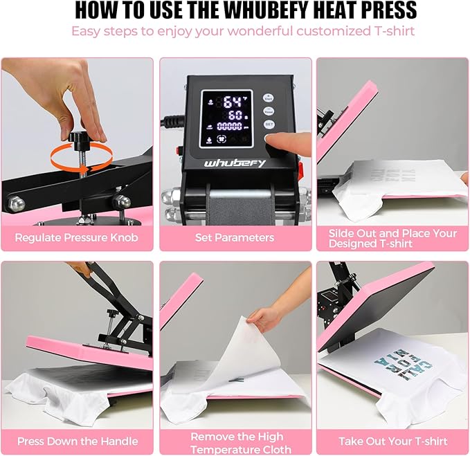 Termofijadora Whubefy 15x15 Slide Out, Prensa de Calor para Camisetas miniatura 6