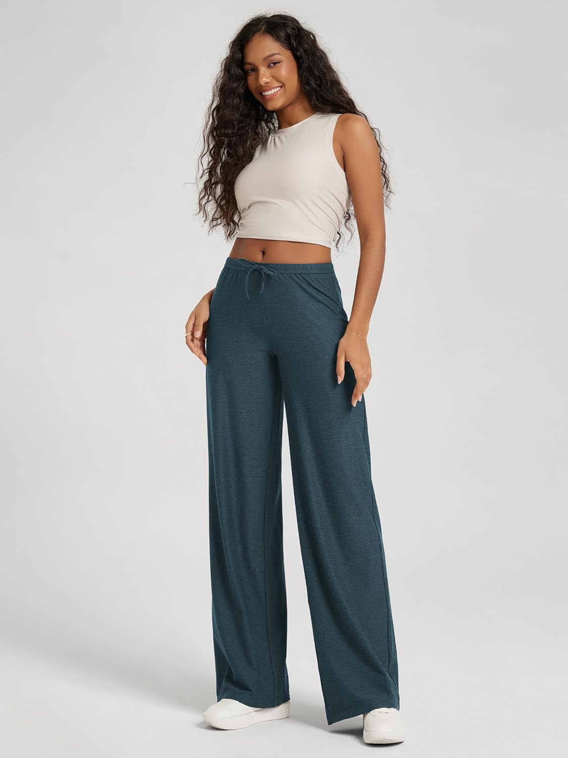 ODODOS Women's Wide Leg Pants - Ultra Soft odSTRATUM Tech Adjustable Mid-Rise Casual Pajama Lounge Pants - Image 3