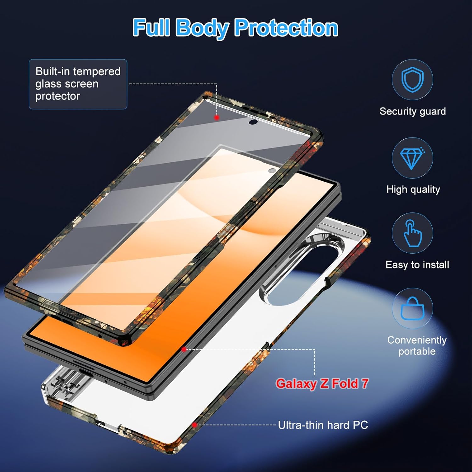 Hekodonk for Galaxy Z Fold 7 Case,[Compatible with MagSafe][Built-in Screen Protector][Hinge Protection],Magnetic Slim Shockproof Women Girls Case for Samsung Galaxy Z Fold 7,Flower - Image 3