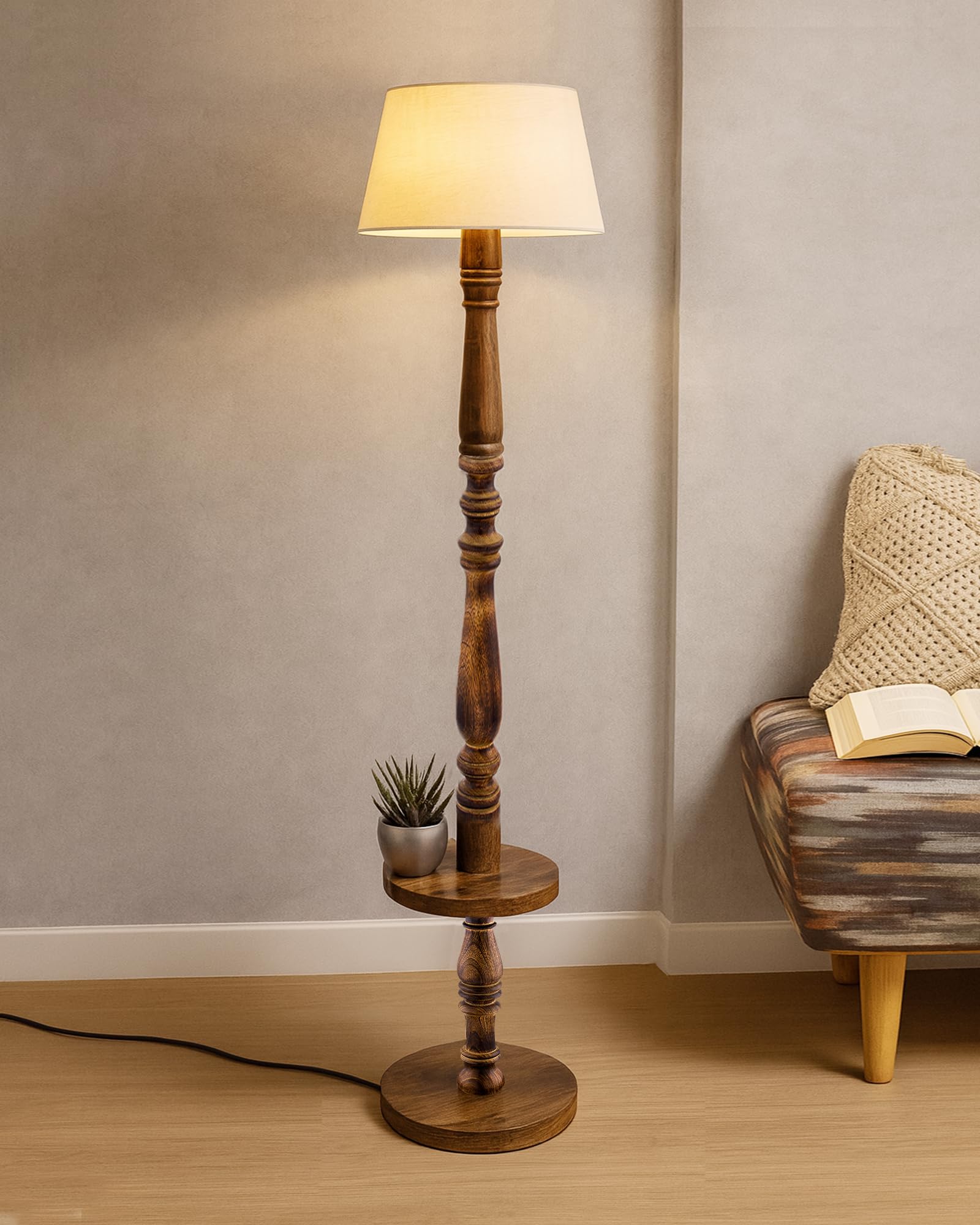 Homesake Industrial Tree Floor Lamp - Golden & Glass -13 Homesake Industrial Tree Floor Lamp - Golden & Glass -13