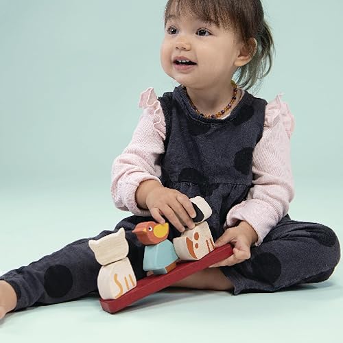 Miniatura 8 de Mentari Juguete interactivo apilador para mascotas, juego de 6 piezas, gatito, cachorro, pájaro, tablero base con clavijas