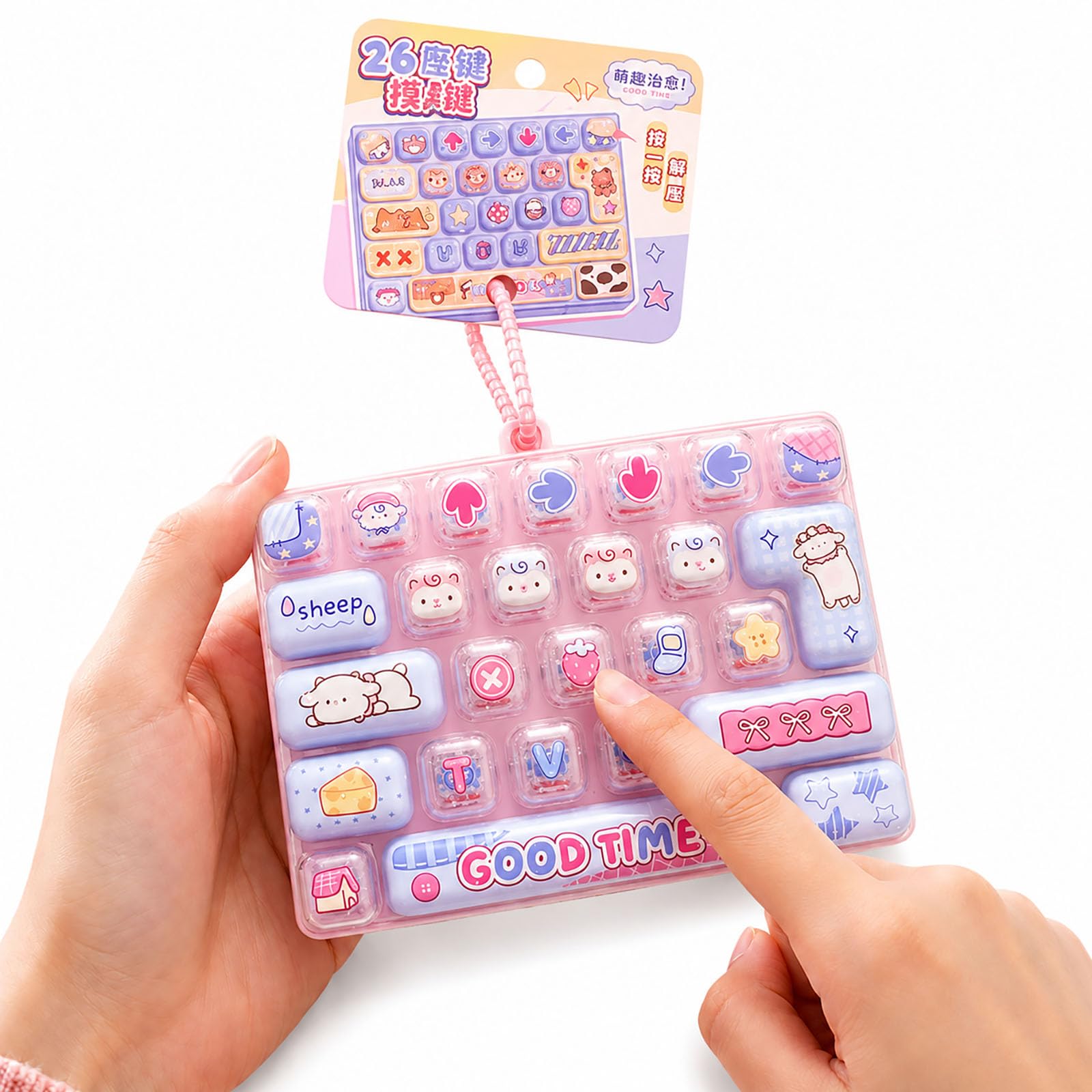 26-Key Keyboard Fidget Toy, Keyboard Fidget Toy Clicker (Q(With lights))
