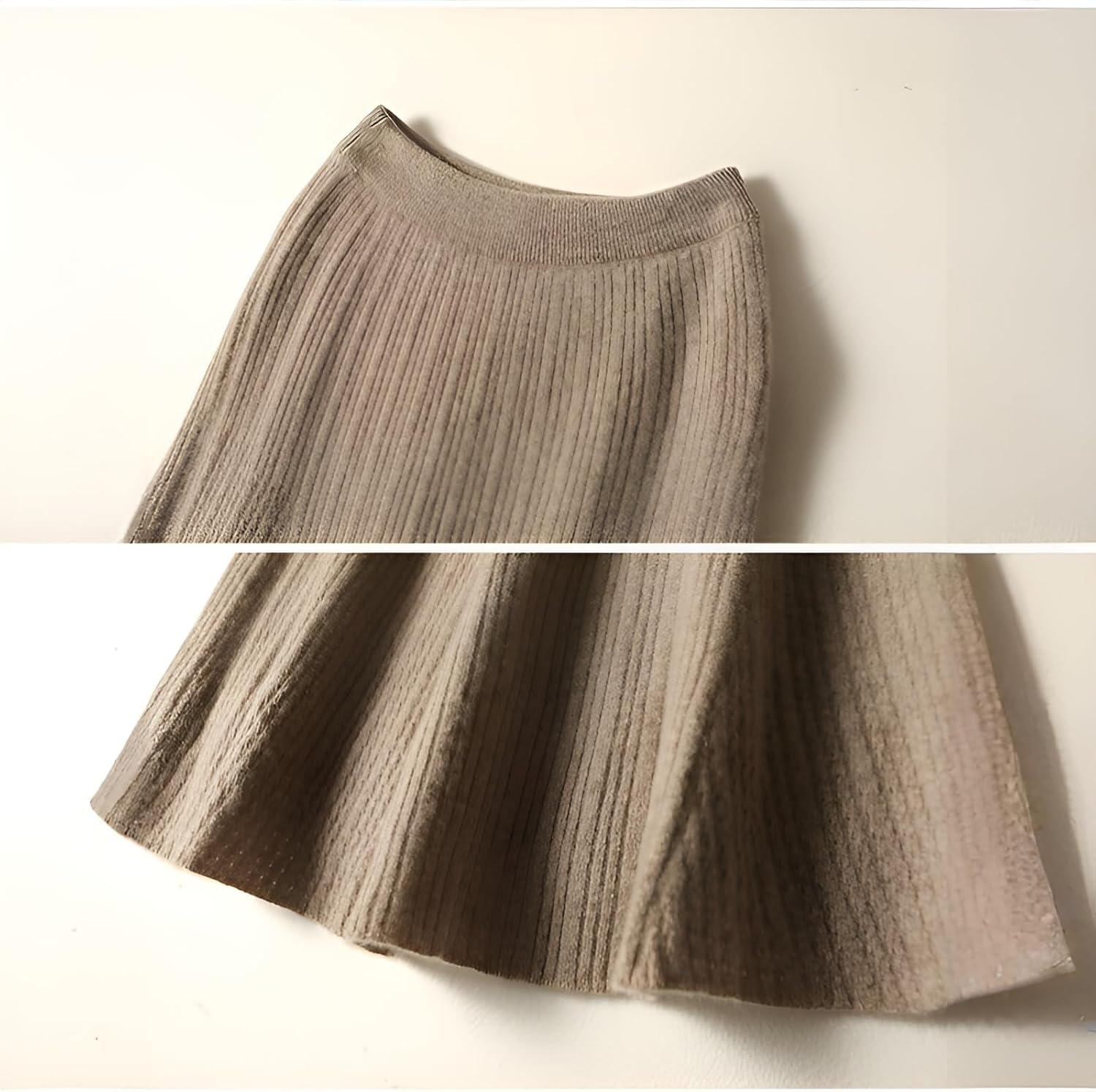 [qiukala] ウール セーター スカート セットアップ レディース 冬服 2点セット オーストラ産毛糸 フィットウエスト オフ