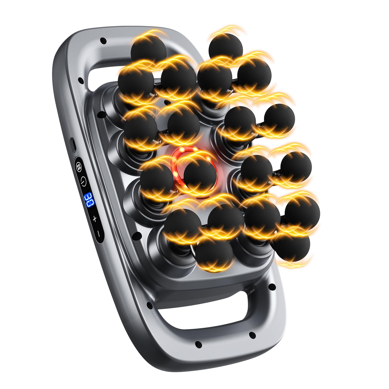 Pistola de Masaje Muscular de 20 Cabezales, 1800 mAh Masajeador Cervical y Espalda con 3 Modos,30 Velocidades, Masajeador Muscular Eléctrico con Luz Roja,Masajeadores de Percusión para Espalda,Cintura