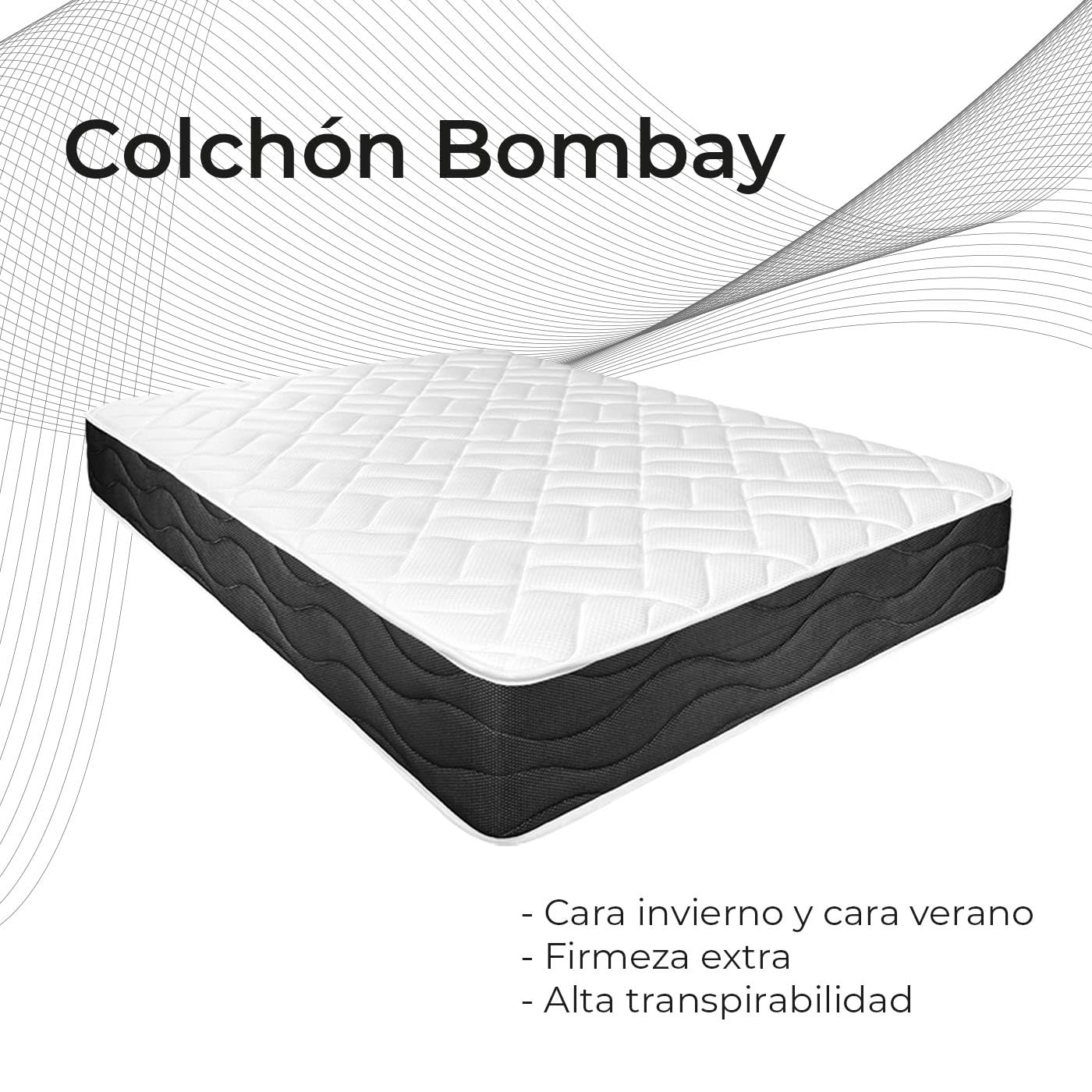 Somnia Descanso - Colchón Viscoelástico Bombay Reversible, Ergonómico, Confort y Dureza Óptimos, Antiácaros, Antibacerias e Hipoalergénico, 90x190