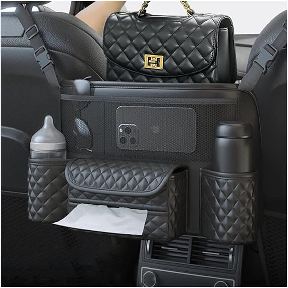 Car Net Pocket Handbag Holder Between Seats, Large Capacity