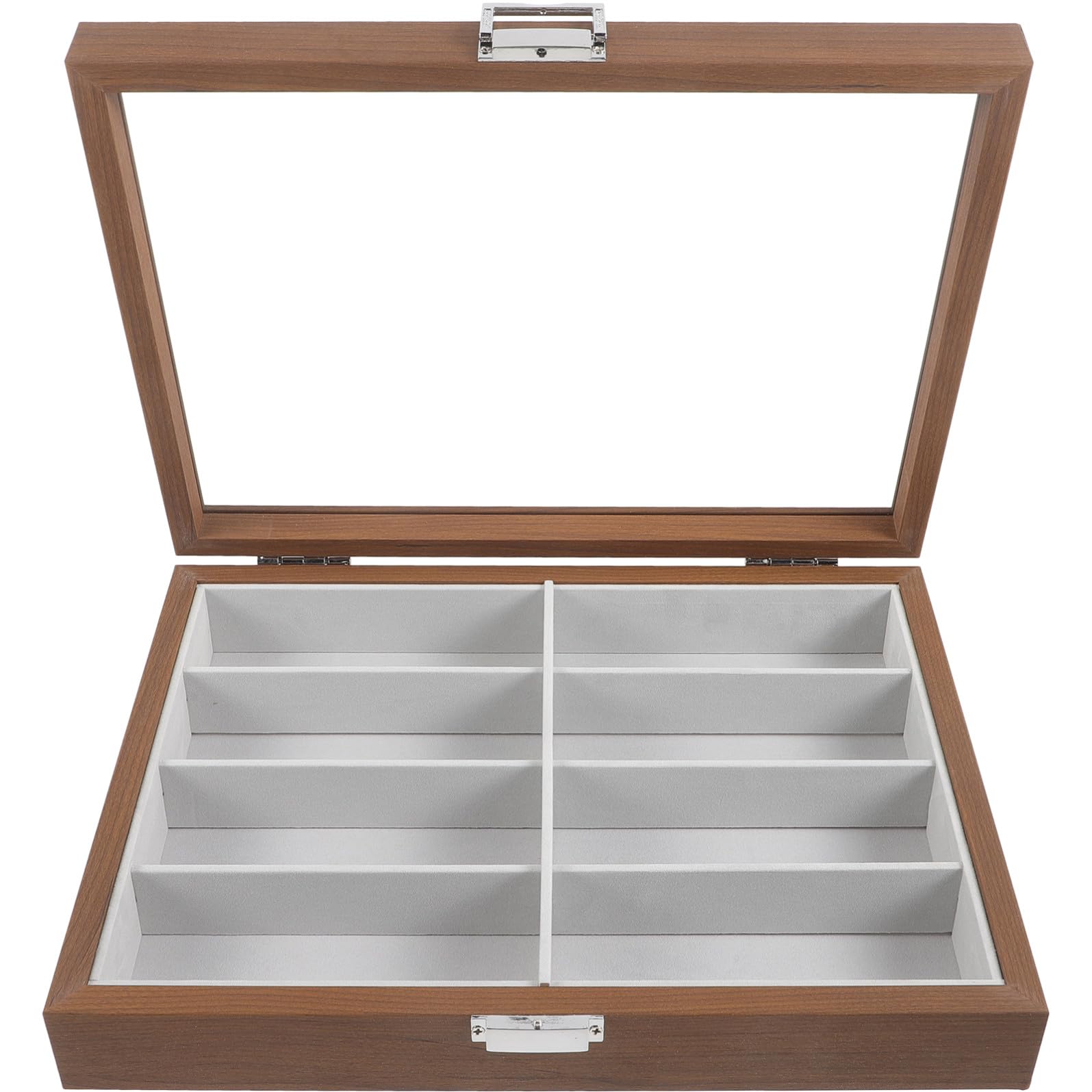 EXCEART Boîte à Lunettes Bois Emplacements avec Fenêtre Verre Transparent Organiseur de Rangement pour Lunettes de Soleil Vue Intérieur Feutre Protection Rayures pour Maison et Boutique