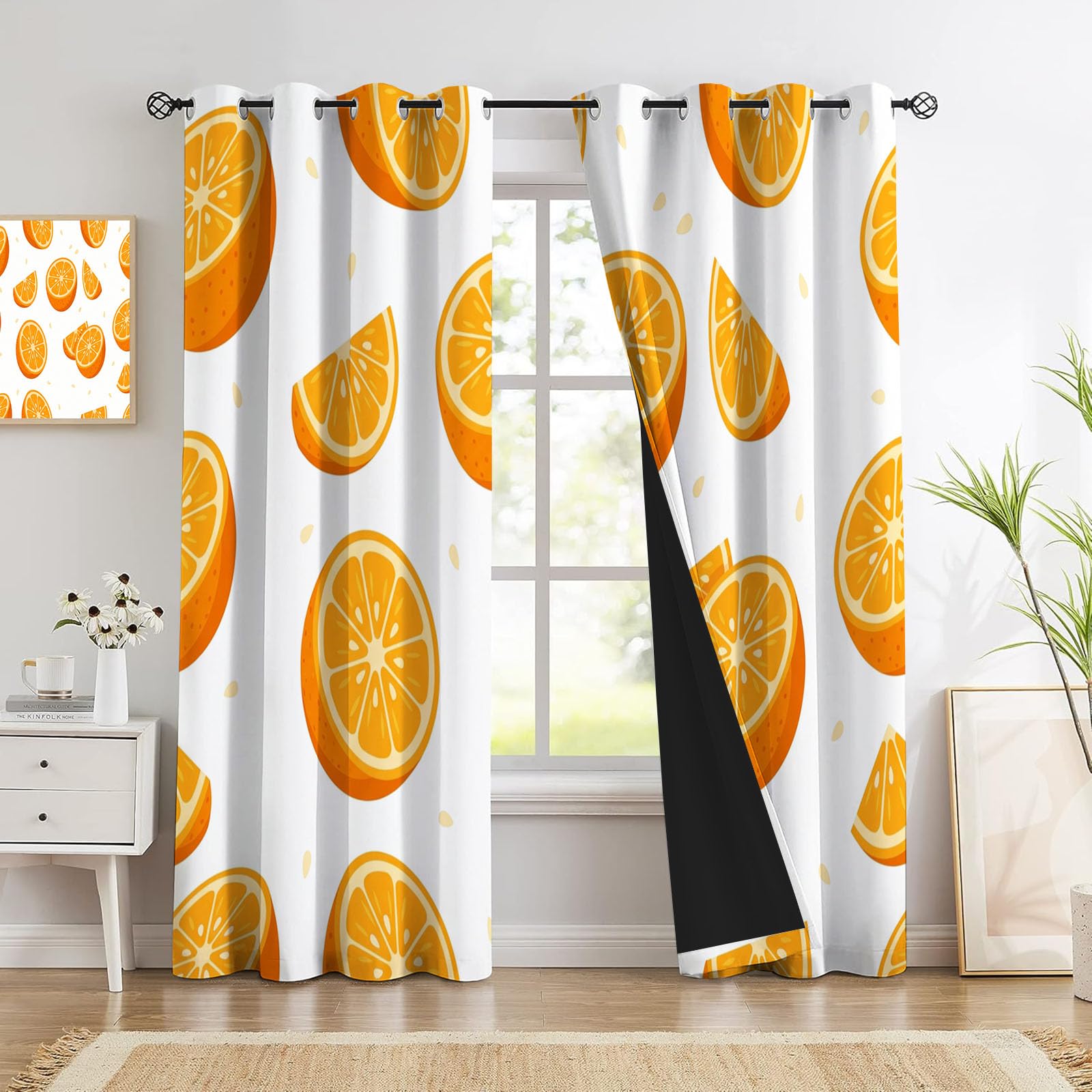 Rideaux occultants orange pour un salon lumineux et protégé du soleil