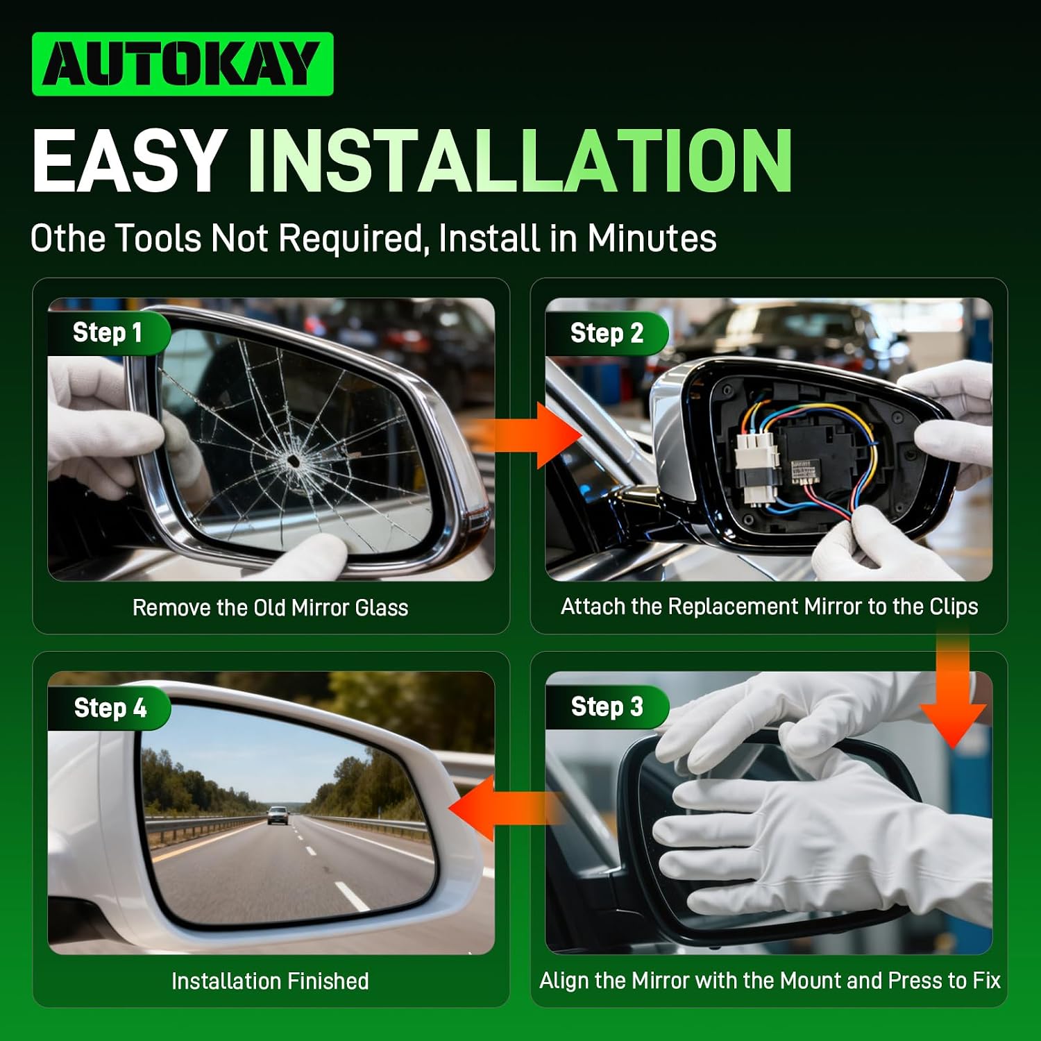 AUTOKAY Right Passenger Side Mirror with Heated Fits for BMW M2-M7 Series, F20 F22 F30 F32 F34 F36 F80, 228i 320i 328i 330i 335i 428i 430i 435i 535i 550i 640i 2009-2019, Passenger Side Mirror Glass