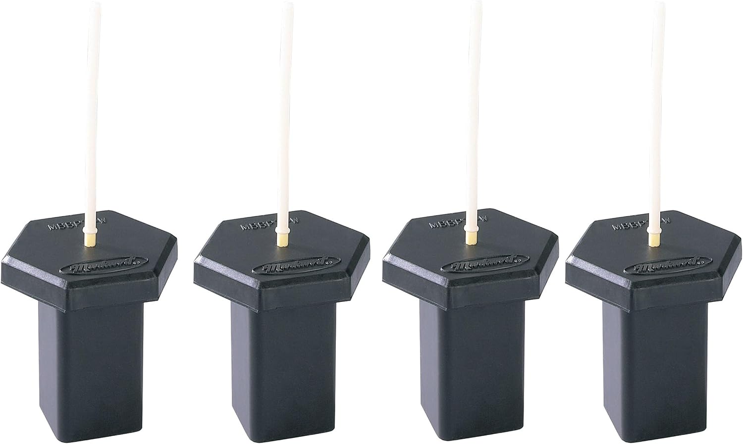 Markwort 4 Pack Black Rubber Base Plug with White Single Indicator, (MBBPI4W)