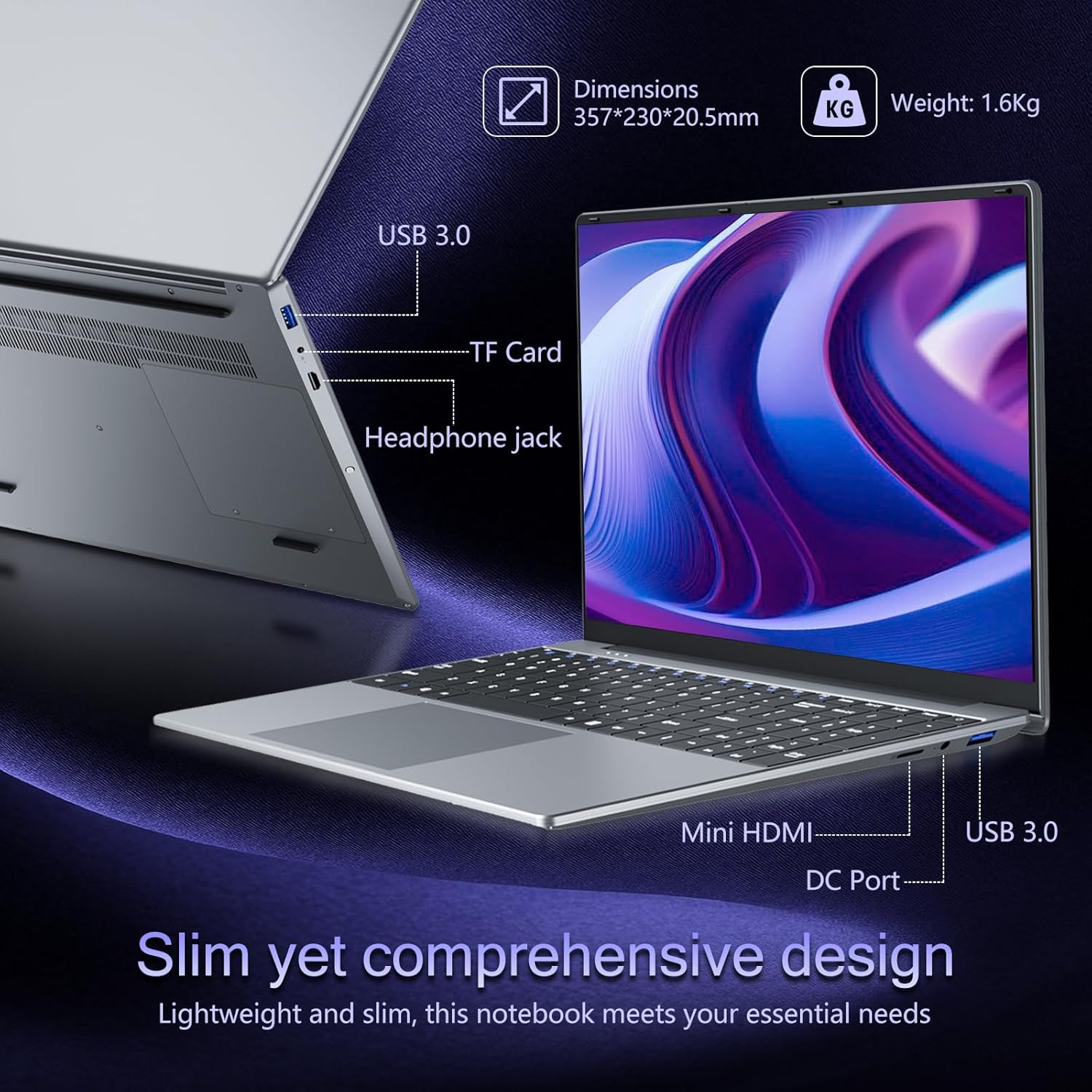 Laptop Computer 2026,15.6 inch Laptop Core i5-7Y54 Processor, Win 11 Pro Laptop 16GB RAM 1TB SSD, 1920 x 1080 FHD 16:9 Display, Office Suite Notebook with Backlit Keyboard, Student Business Laptops