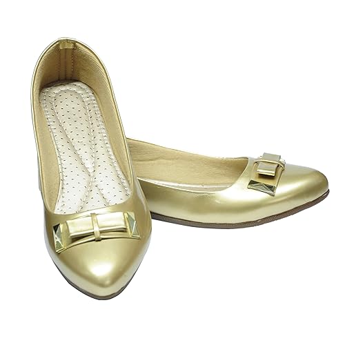 Connekt Women's Girl's Synthetic Fancy Slip On Casual Golden Bellies Ballet Flats Sandals Footwear