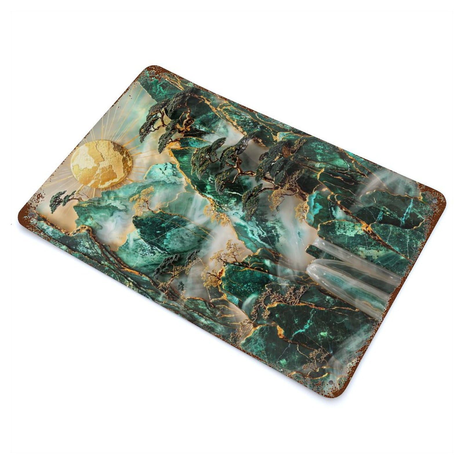 Misty Mountain Sunrise Vintage Metal Tin Sign 11.8"x7.9", Ideal for Cafe, Home Bar And Lounge Decor