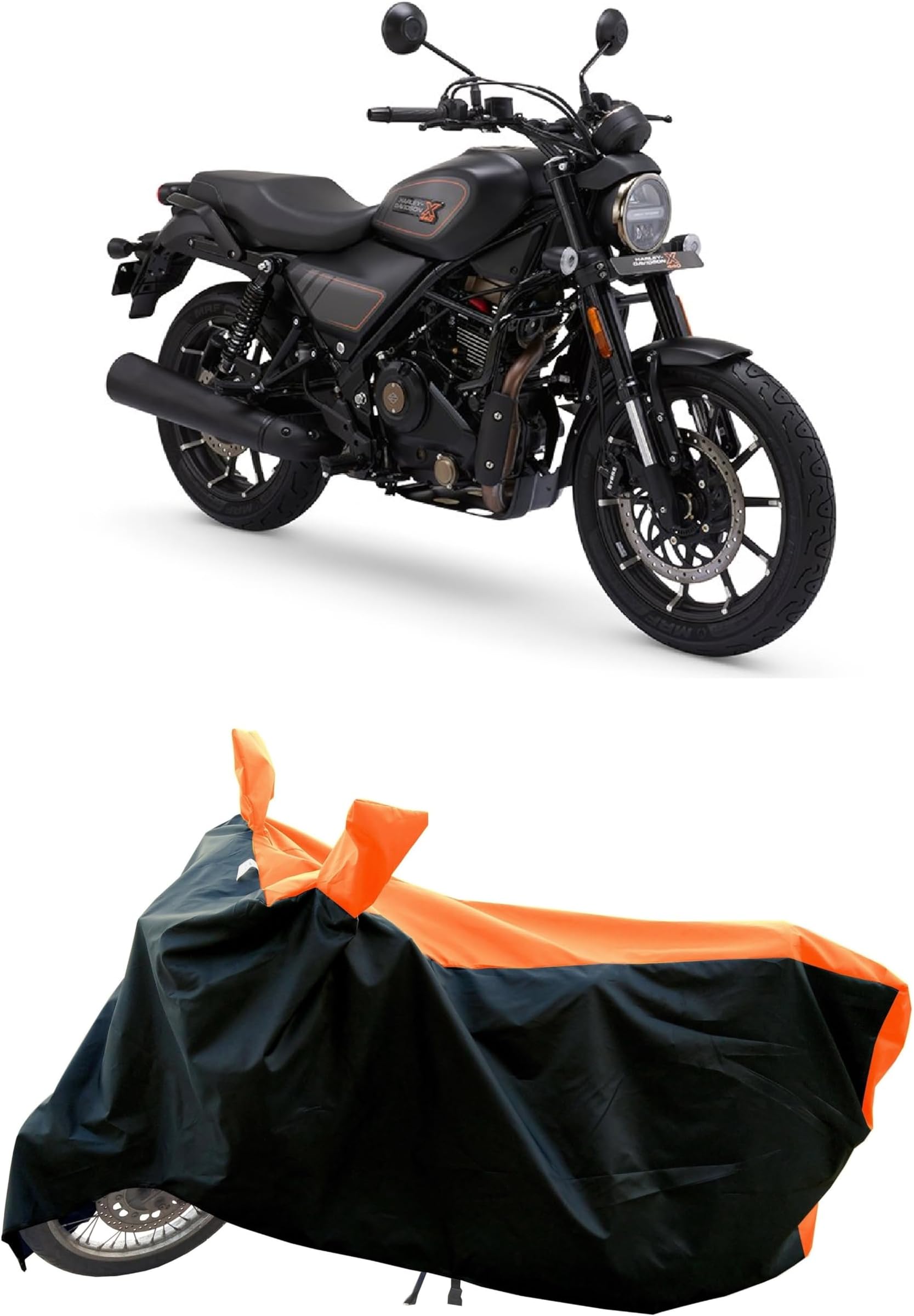 All Weather Bike Cover for HD X440 Bike Cover with Water-Resistant and Dust Proof Premium 210T Fabric_Orange Stripe