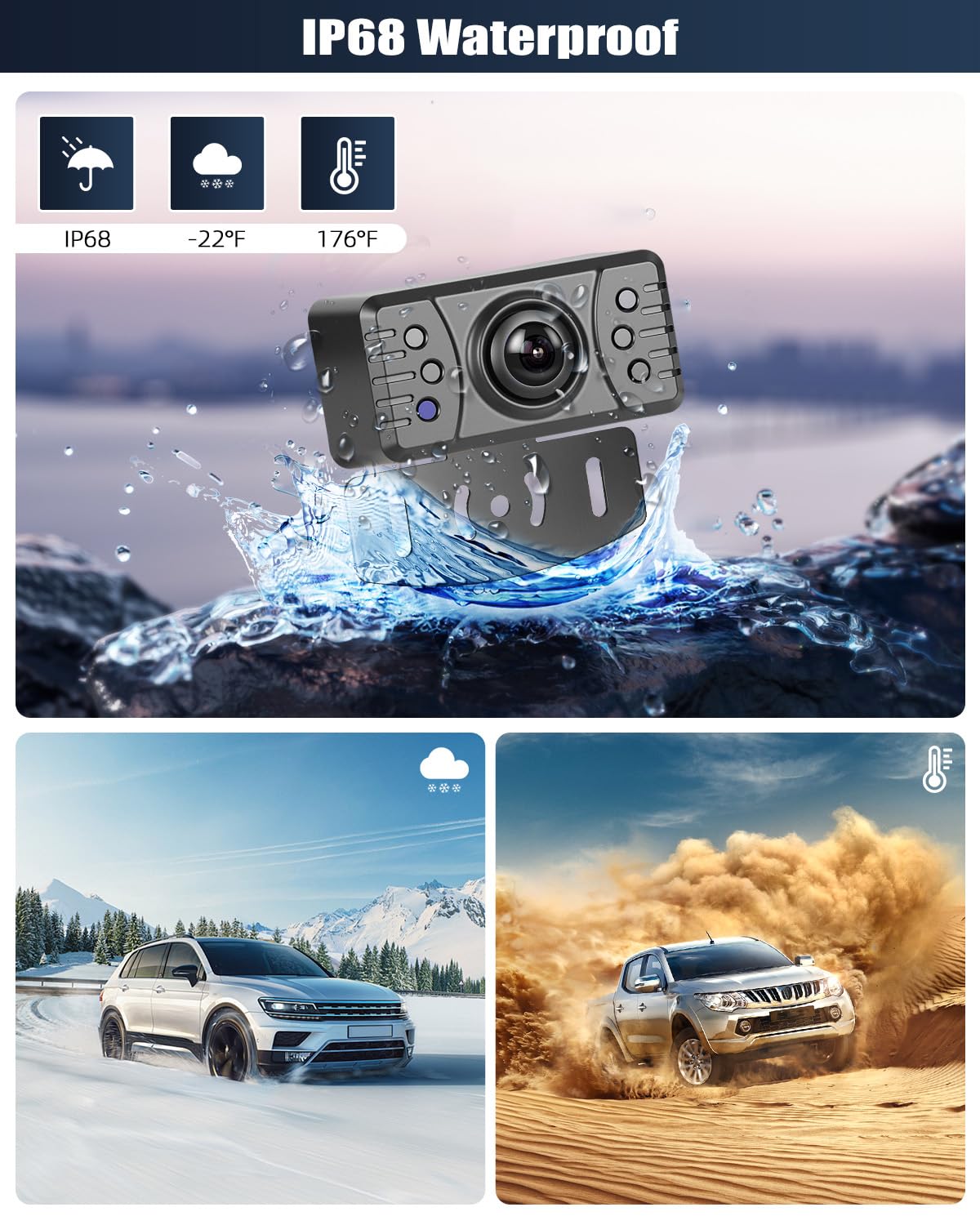 SIXWIN Caméra de Recul sans Fil pour Voiture | Écran 4.3" IPS | Transmission Numérique & IP68 | Lignes Guidage Réglables | Installation Facile Universelle (Voiture/Camion)