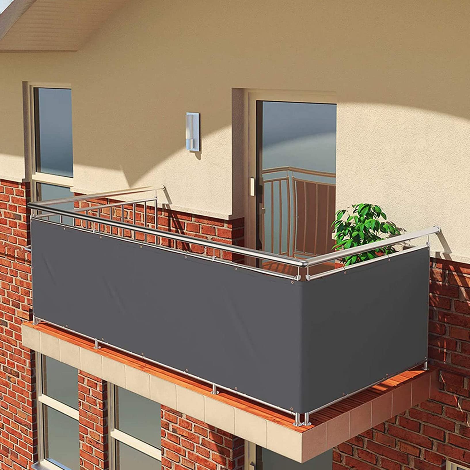 Pokrowiec na balkon, 1 x 9,5 m, odporny na promieniowanie UV i wiatroszczelny, wodoodporny ochraniacz na werandę, PCW, ochrona przed promieniowaniem UV, osłona przeciwwiatrowa, na zewnątrz, podwórko,