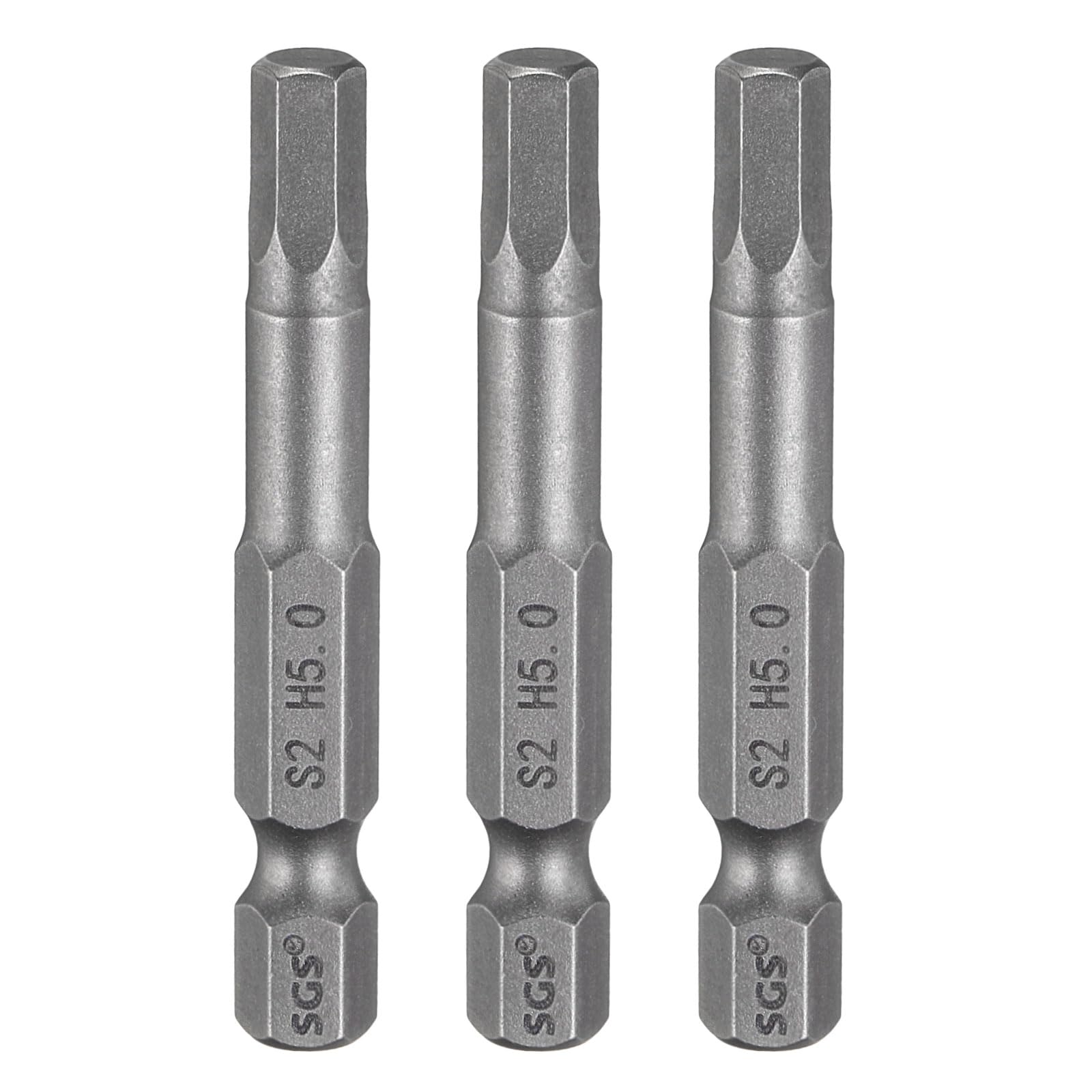 HARFINGTON Juego de 3 brocas de cabeza hexagonal H5.0 de 5 mm, punta plana métrica de 1/4 pulgadas, vástago hexagonal de 50 mm de largo, hexagonal, destornillador industrial, puntas de potencia