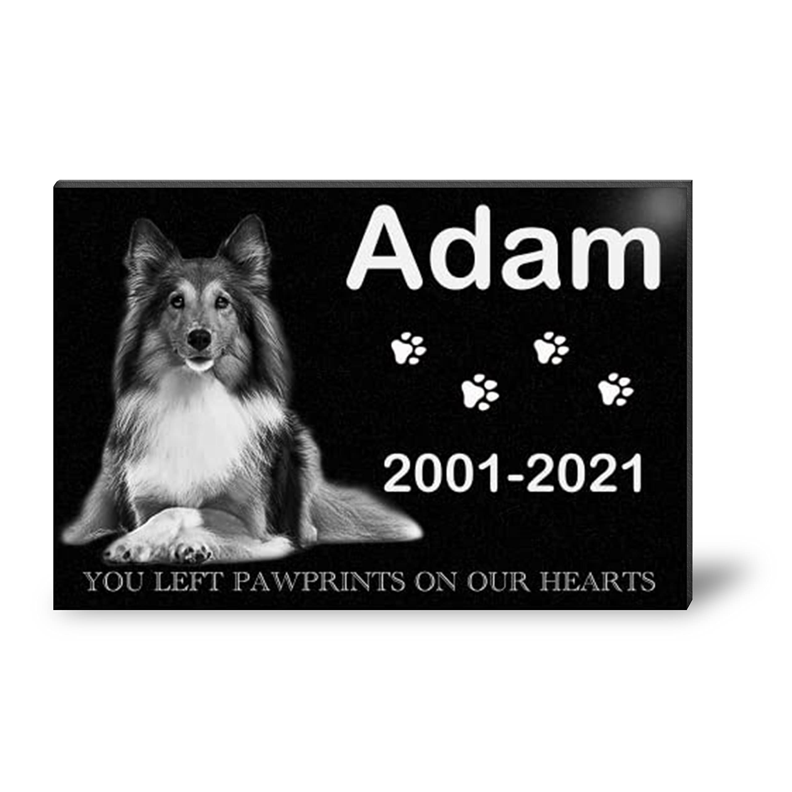 ADFSTONE Pet Memorial Stones Personalized Dog Remembrance Gifts, Customized Dog Picture Grieving Plaque, DIY Gravestone, Custom Sympathy Photo Gift, Animal Grave Markers.