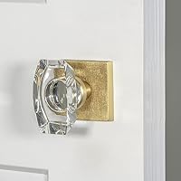 Vista 2 de Viaggio Quadrato - Roseta de lino doble con perilla de cristal Stella en latón satinado