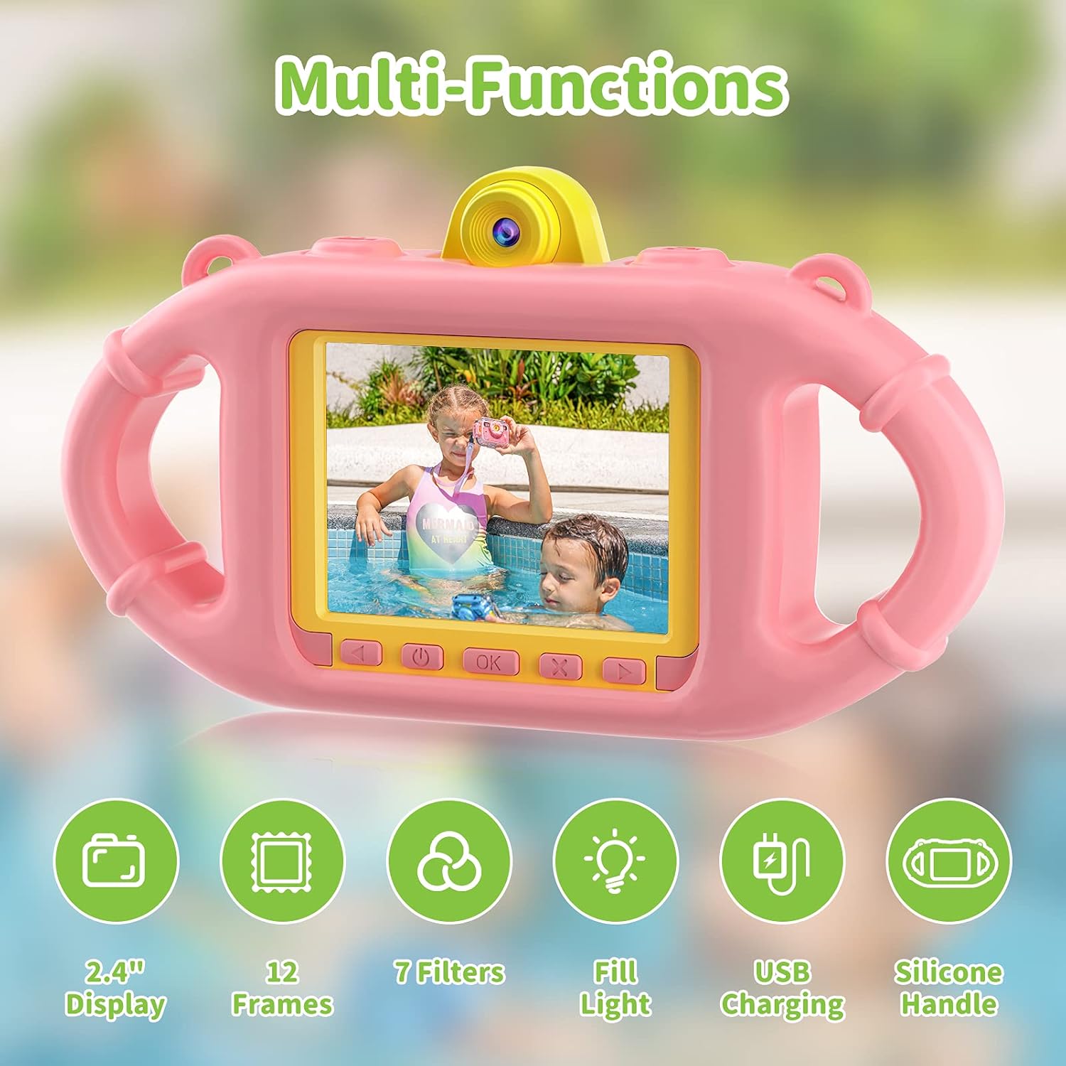 iMoway Kids Waterproof Camera, Birthday Toys for Girls Underwater Digital Video Camera for Girls with Multiple Accessories, HD Toddler Camera for 3-12 Years Old Children (Light Pink) : Toys & Games