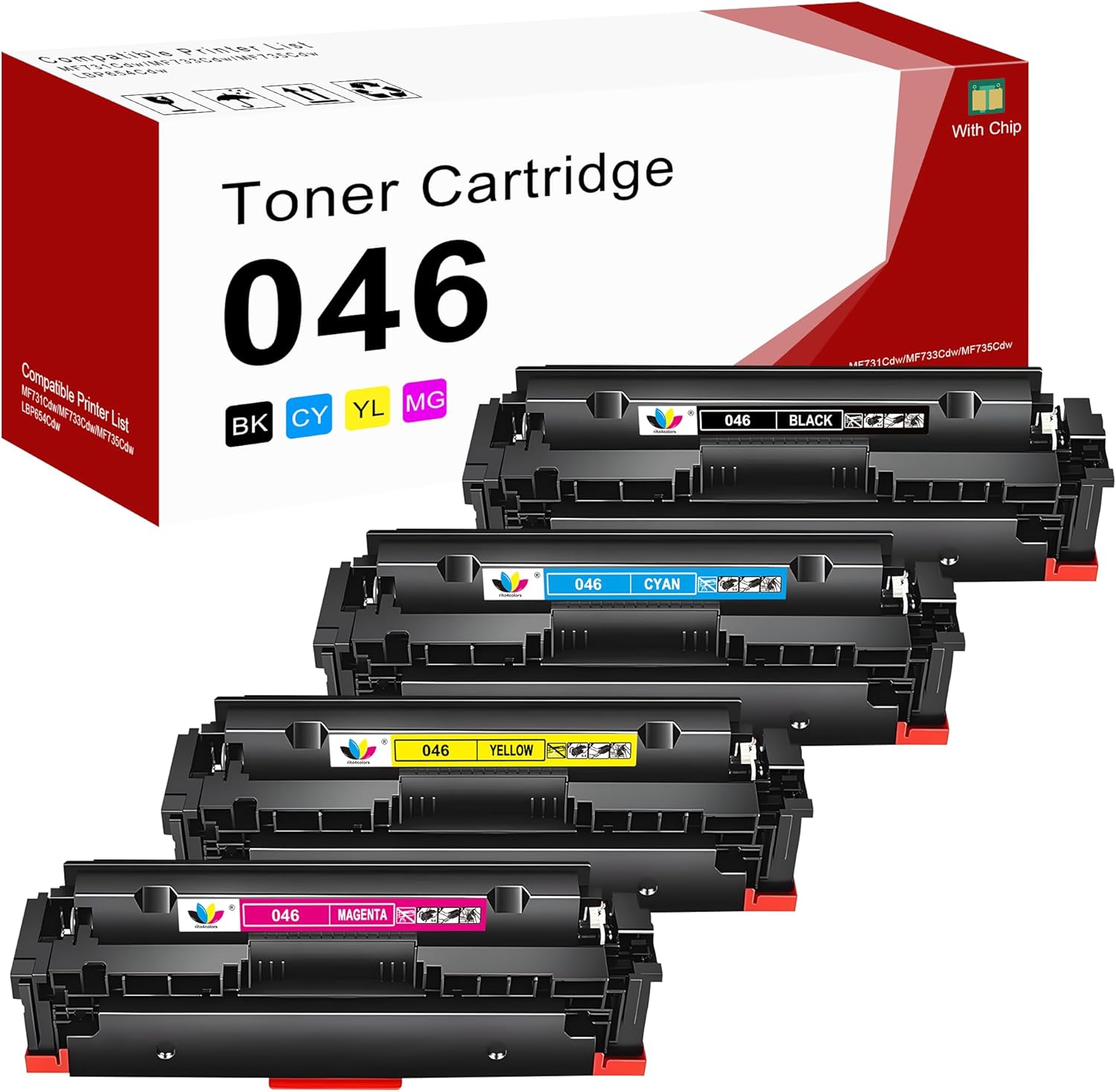 046 Toner Cartridge 4-Pack Replacement for Canon 046 046H Toner Cartridges Compatible with ImageCLASS MF733Cdw,LBP654Cdw, MF731Cdw, MF735Cdw Laser Printer