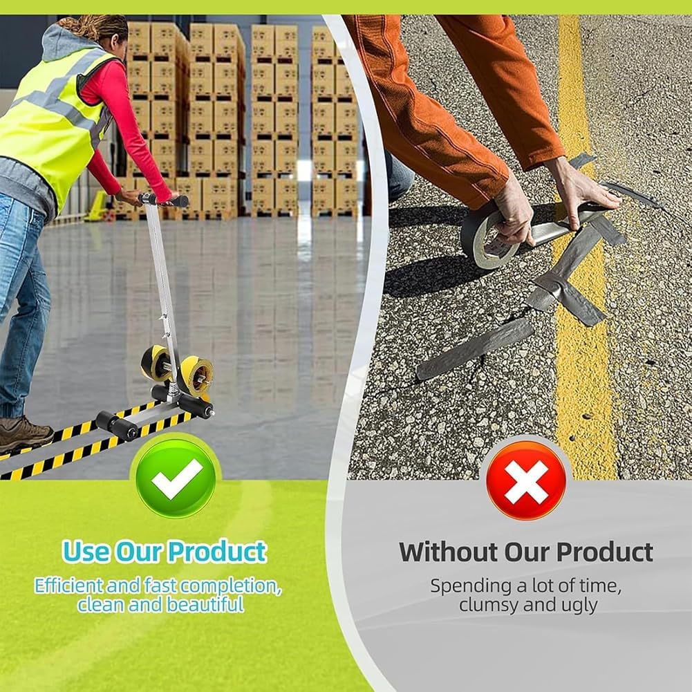 Parking Lot Striping Machine, Traffic Striping Line Marking Machine, Playing Field Floor Tape Applicator, Court Line Tape Machine, Marking Tool Draw Lines, Arcs, S-Lines, Circles for Driveway
