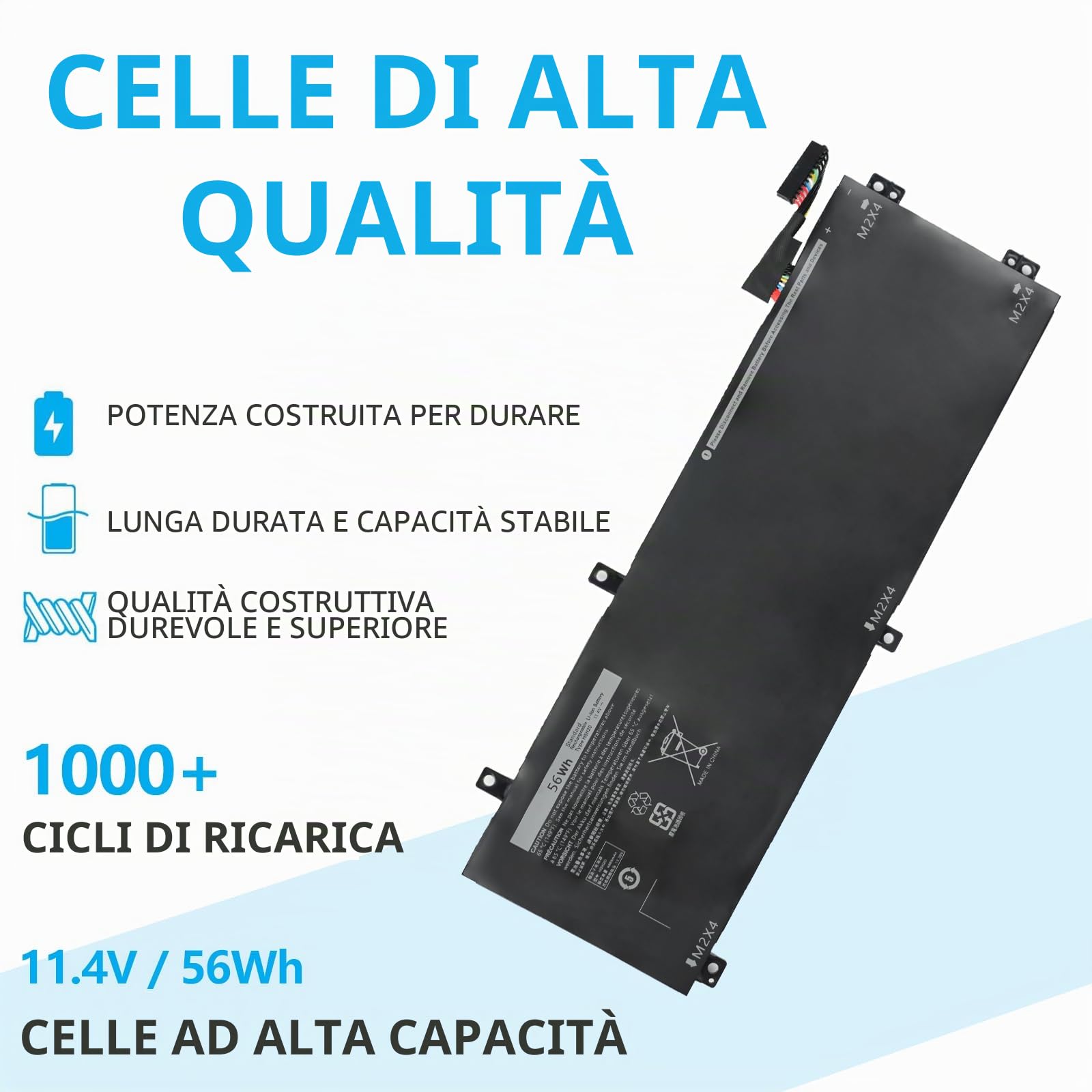H5H20 Batteria per Dell XPS 15 9550 9560 9570 7590 Series per Dell Precision 5530 5510 5520 5540 Series V0GMT HSH20 M7R96 TJDRR 5D91C 5041C 05041C 62MJV 062MJV 0RRCGW 451-BCBT [56Wh ]