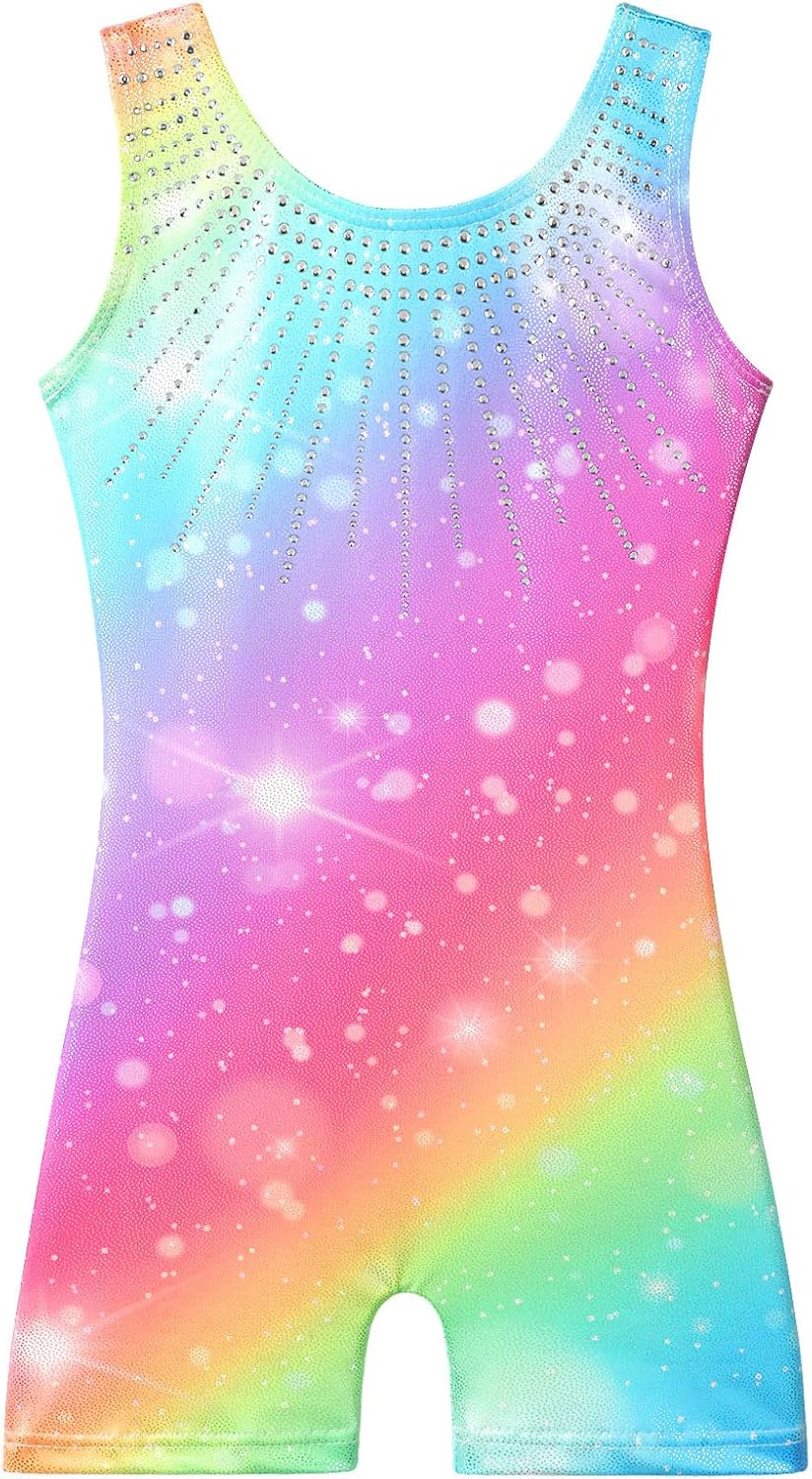 Leotards for Girls Gymnastics Dance Biketards Unitard with Shorts 3-11Years | Breathable|Quick-dry|Stretchable|Stays Put No Tugging|No Ride-Up|Reinforcing Stitches|Comfortable Lining|