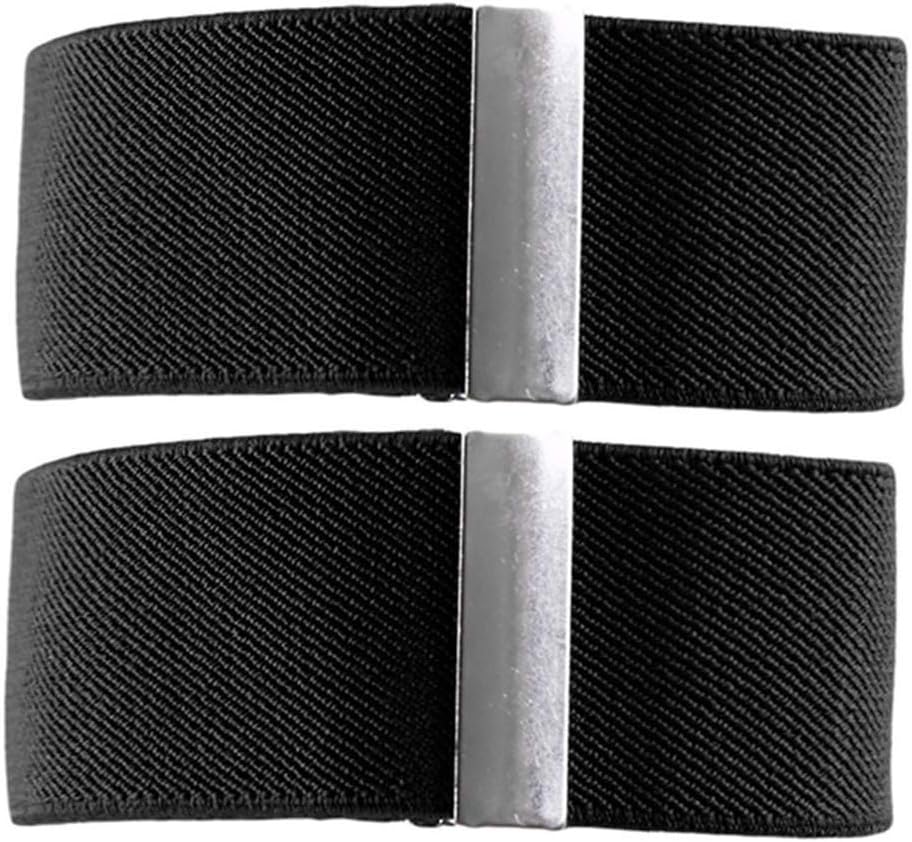 Sevenfly Men Sleeve Garters Shirt Sleeve Holders Arm Bands Bridegroom Garter Elastic Metal Armband For Ladies (Black)