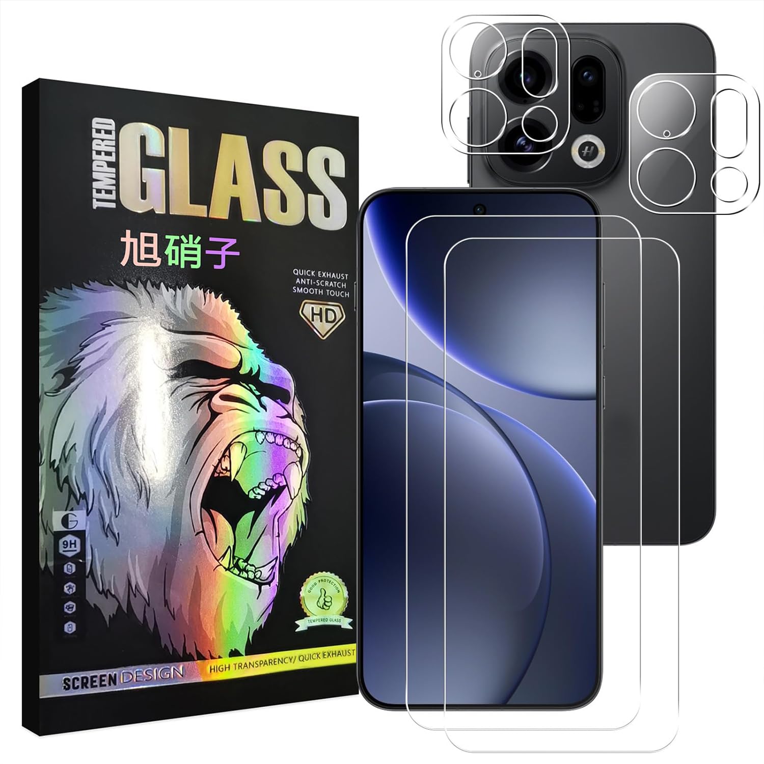 OPPO Find X9 ガラスフイルム 指紋認証対応【2+2 枚セット-AGC旭硝子】 oppo find x9 フイルム 【2枚】 + レンズフィルム 【2枚】 OPPO Find X9 5G 液晶保護フィルム 強化ガラス レンズ保護フィルム 【 硬度9H 飛散防止 超薄 気泡ゼロ 高感度 指紋防止 ラウンドエッジ加工 】 TZ-FINX9TM4