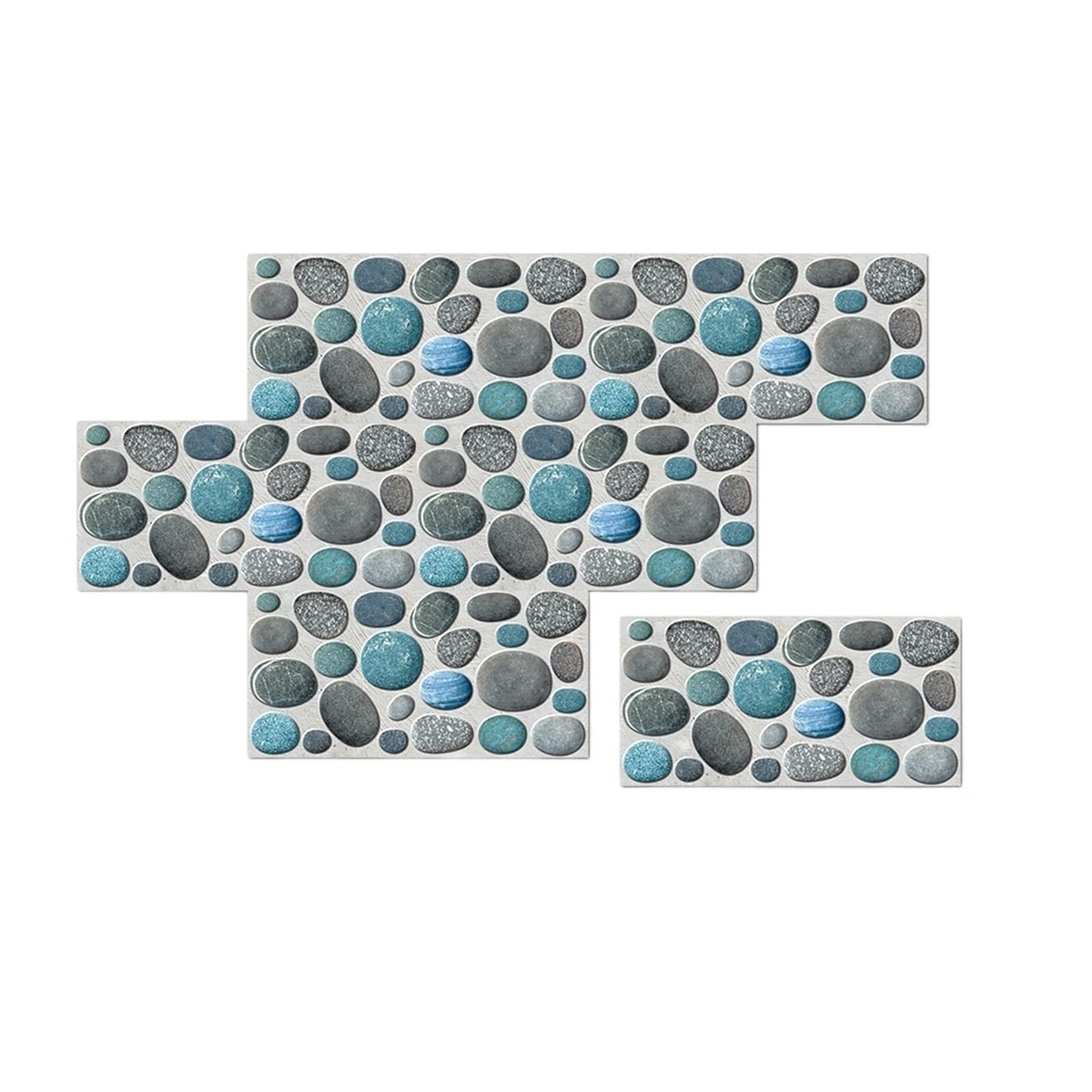 Stick On Tiles 6pc 3D Cobblestone Pattern Wall Stickers Self-Adhesive PVC Sticker Kitchen Bathroom Waterproof(2)