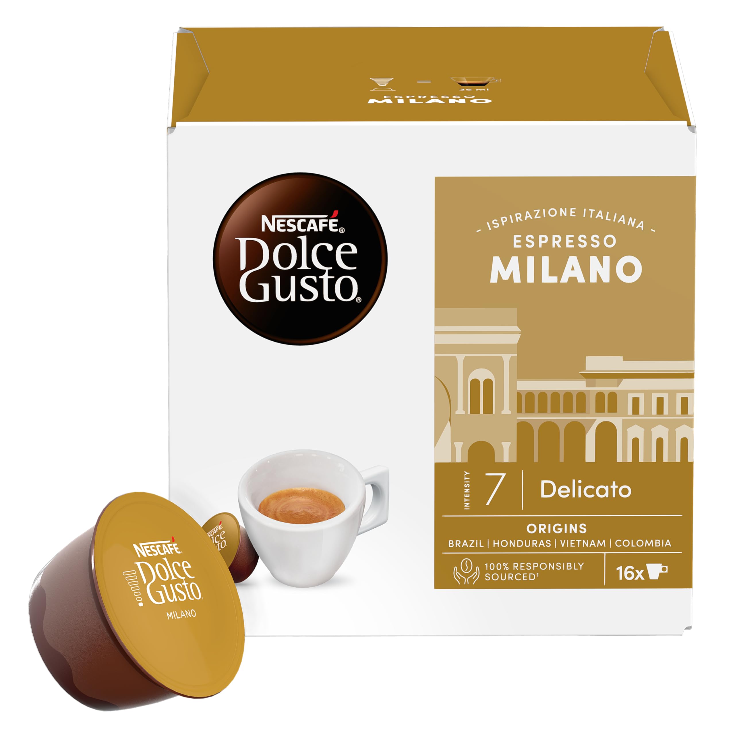Nescafé Dolce Gusto Espresso Milano – Café – 96 cápsulas (Pack de 6 cajas x 16)