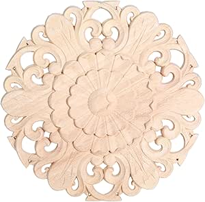 MUXSAM Square Wood Carved Onlays Applques, Unpanted Ornate Wooden