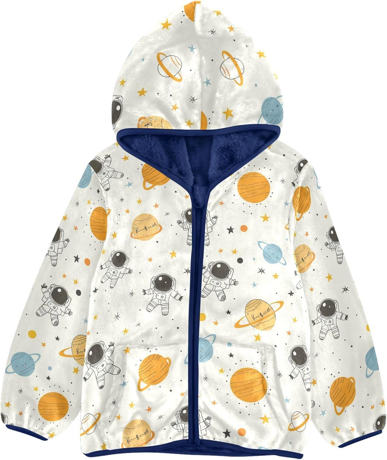 Space Astronauts Planets Toddlers Jackets Outerwear Jackets Navy Blue Baby Zipper Hoodie chamarra para nino
