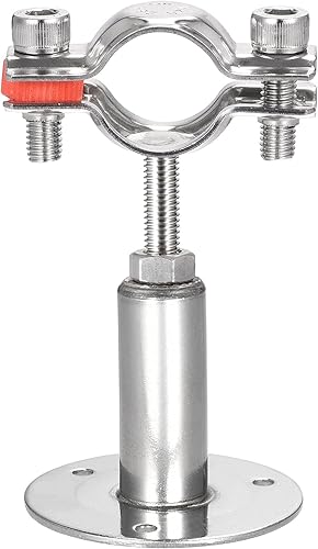 Miniatura 6 de uxcell Soporte de tubo de montaje en techo de montaje en pared, abrazadera de soporte de tubo ajustable de acero inoxidable 304 para tubería
