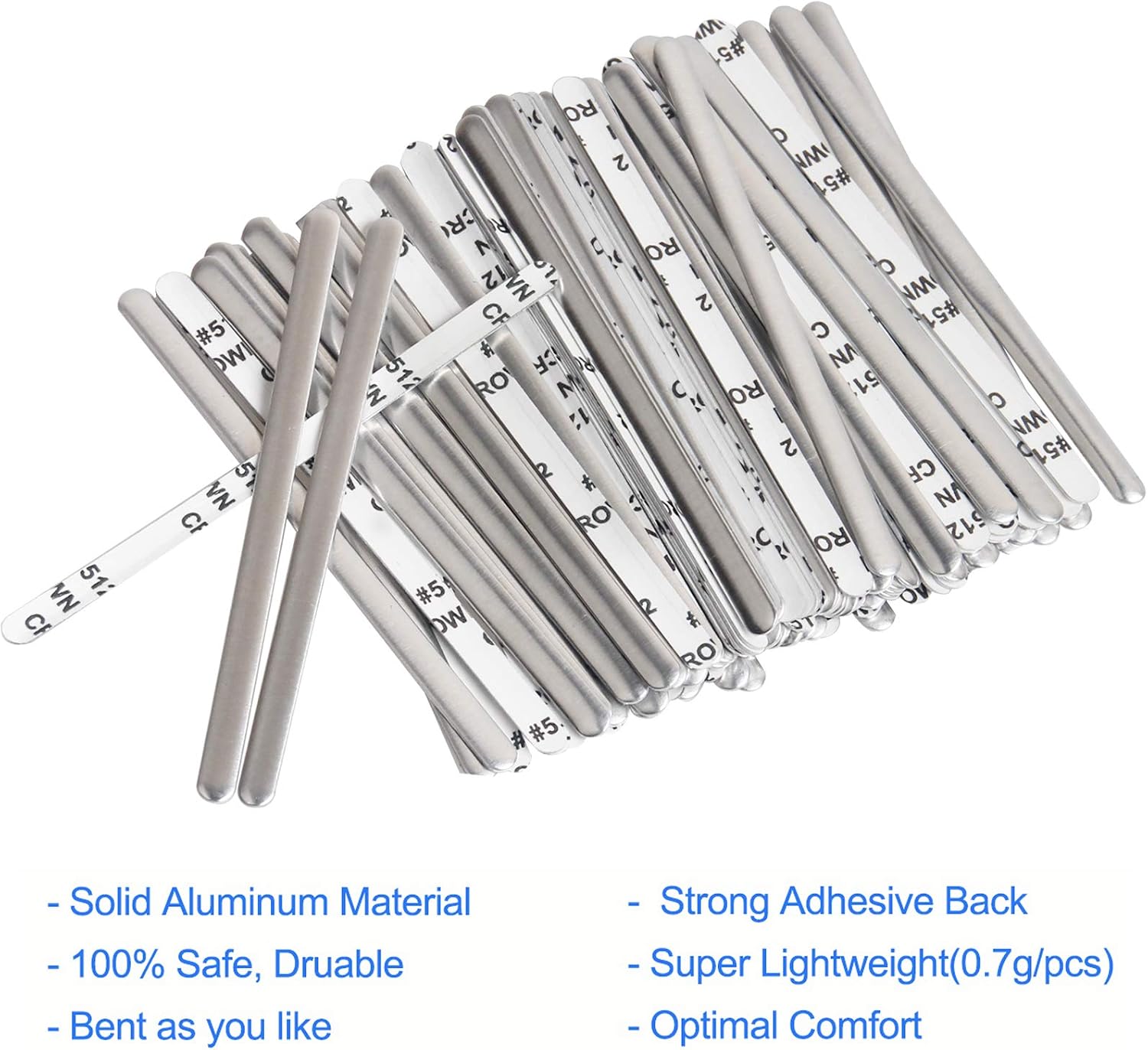 200 PCS Nose Bridge Strips, Aluminum Strip Flat Nose Bridge Wire, 90MM Adhesive Metal Strip Straps Wire for Face DIY Making Accessories Handmade Crafting (200 PCS)