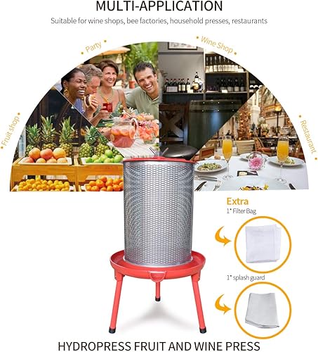 Miniatura 2 de EJWOX Prensa de sidra de 5.3 galones Hidroprensa de frutas y vino Prensa de sidra para hacer vinos Prensa de sidra Prensa de sidra Prensa