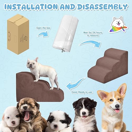 Miniatura 5 de Escaleras para perros pequeños, rampa de 4 escalones para camas altas y sofá, escaleras antideslizantes para perros y gatos pequeños, funda