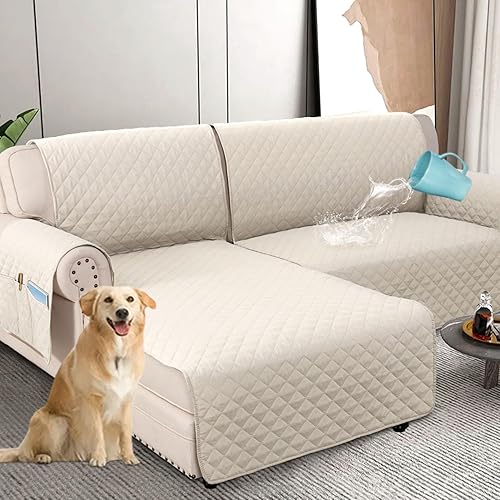 Miniatura 36 de H.VERSAILTEX Fundas de sofá modulares 100% impermeables de 2 piezas, fundas de sofá en forma de L, lavables para perros, antideslizantes