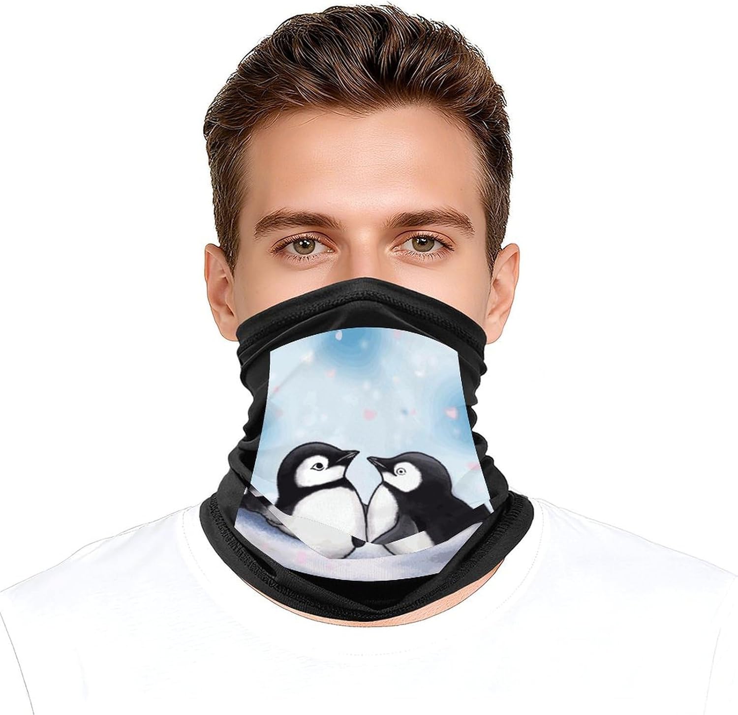 I Love Penguins Neck Gaiter Face Mask UV Protection for Men Women, Breathable Quick Dry Face Cover Bandana Outdoor Sports Balaclava Wind-Proof for Hiking Skiing Motorcycle Cycling