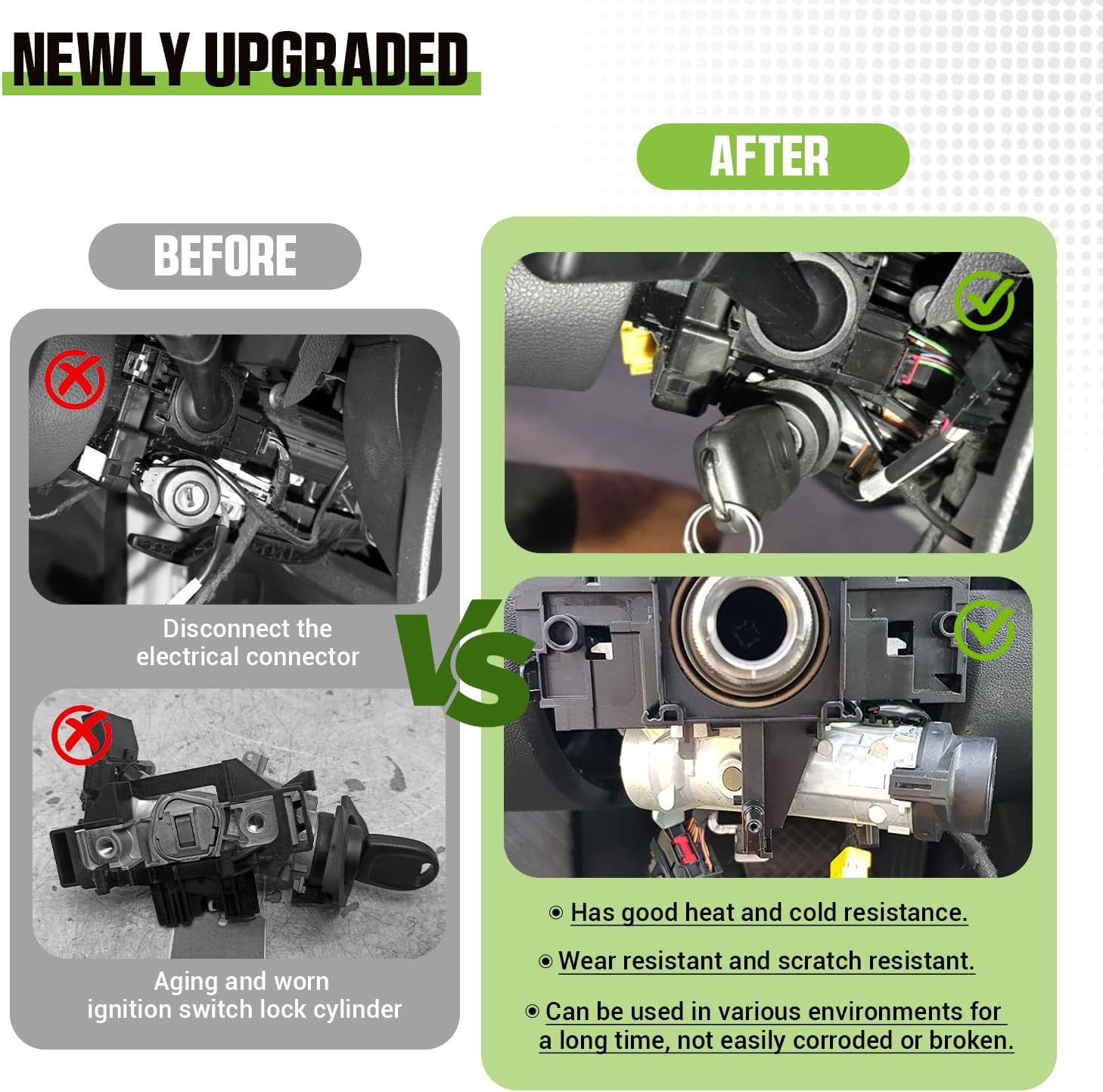 Ignition Switch Lock Cylinder w/Intelligent Key Shell, Fits Volkswagen VW Jetta 06-18, Golf 04-11, Eos 07-11, Rabbit 06-09, Tiguan 08-11, Replacement for 1K0905851 1K0905851B - Image 3